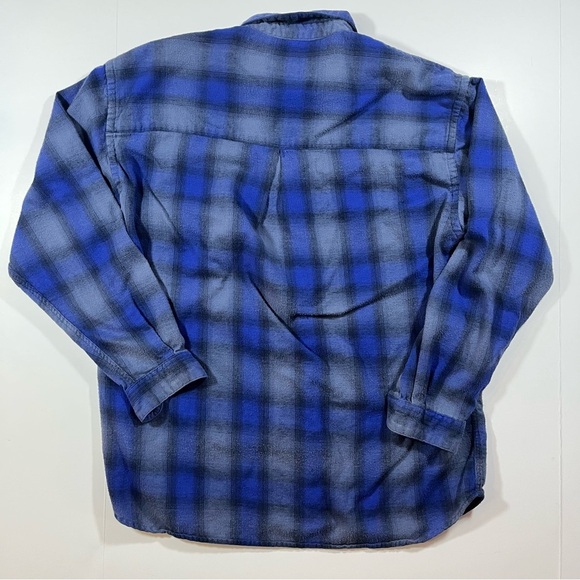 Vtg Woolrich Blue Plaid Button Up Flannel Long Sleeve Shirt Sz Med Outdoor - Picture 4 of 6